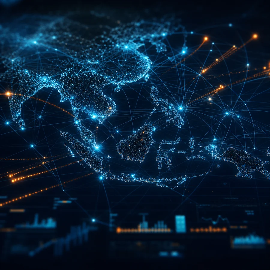 Glowing network measurement nodes across Southeast Asia